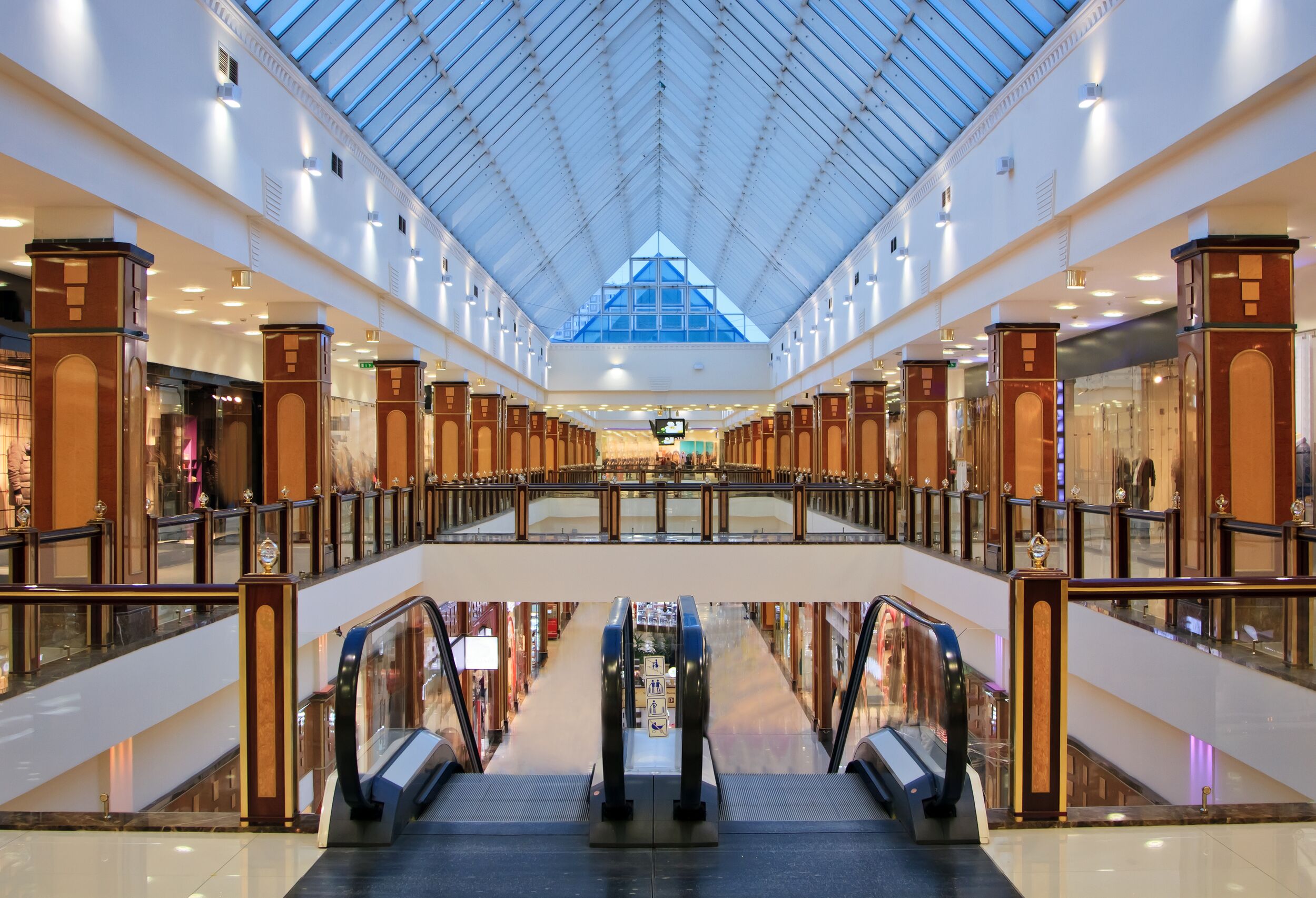 Interior of modern shopping center