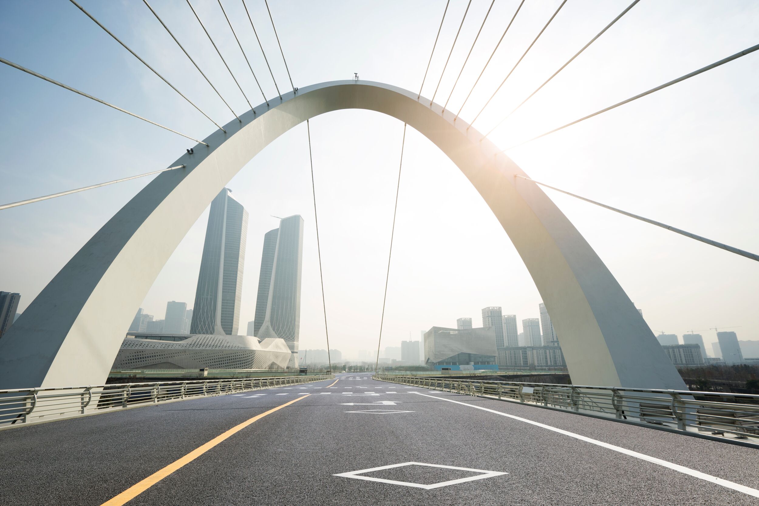 Empty road with cityscape in modern city
